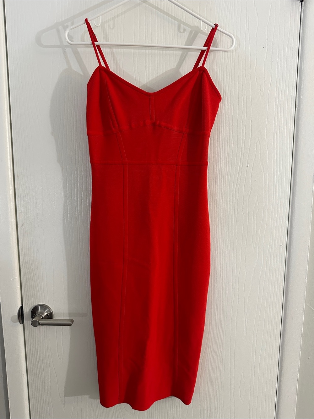 BCBGMaxAzria Red Spaghetti-Strap Midi Dress